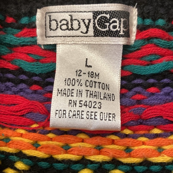 VNTG BabyGap Multi-Color Chunky Cotton V-Neck Cardigan Sweater UNISEX 12-18 mo - Picture 7 of 9
